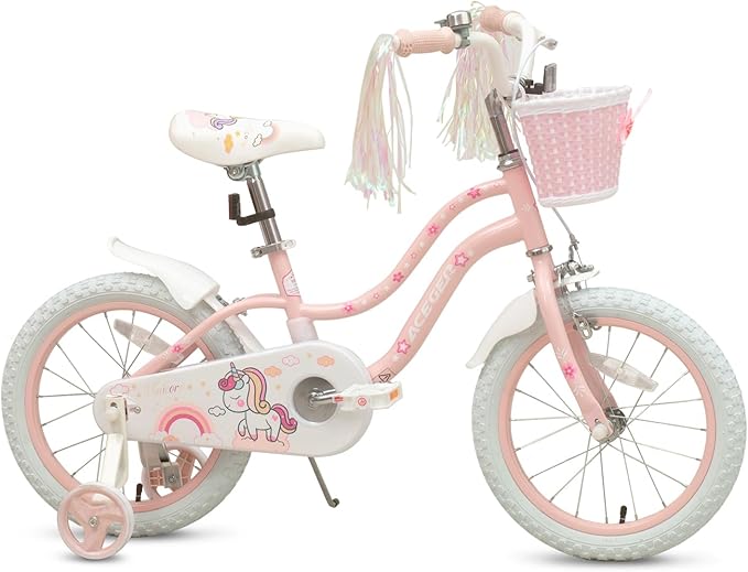 Princess Style Girls Bike with Basket for 2-13 Years Old Kids and Toddlers, 12 14 16 18 Inch Bicycle for Children with Training Wheels and Streamers, 20 Inch with Kickstand, Multiple Colors