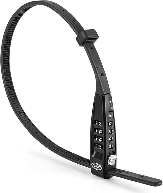 CXWXC Zip Tie Lock - 4-Digit Combo Cable Locks for Bike Motorcycle Helmet, Skateboard, Skis, Snowboard, Stroller & Cabinet - Ideal for Lightweight Security (Balck, 45CM)
