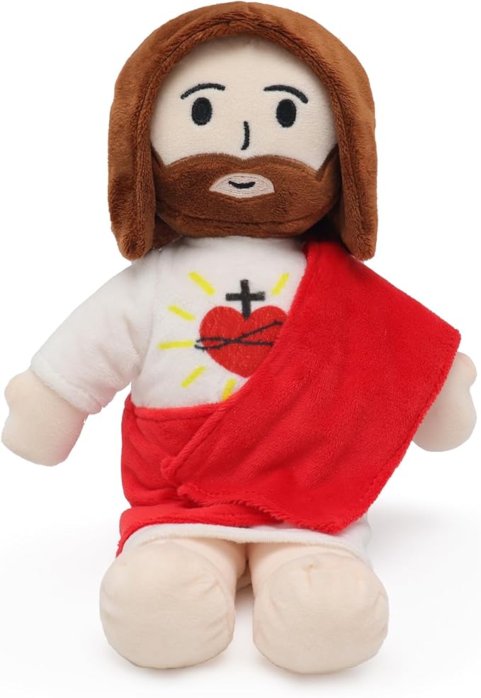 13" Jesus Plush Toy Heart of Jesus Plushie Savior Stuffed Doll for Church Sunday School Religious Easter Gift for Children Kids