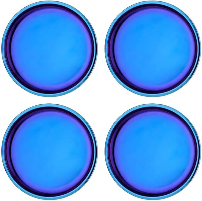 Ahimsa Stainless Steel Plates for Kids, 9" Colorful Stainless Steel Plates, Pediatrician Designed & Non Toxic, Unbreakable, Dishwasher Safe, Set of 4 Blue