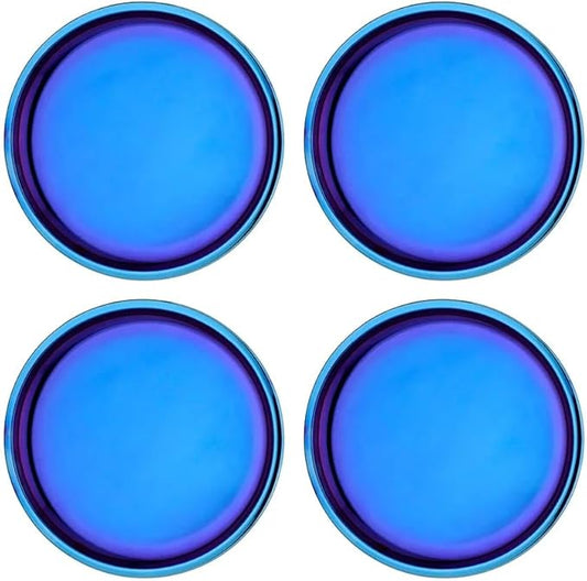 Ahimsa Stainless Steel Plates for Kids, 9" Colorful Stainless Steel Plates, Pediatrician Designed & Non Toxic, Unbreakable, Dishwasher Safe, Set of 4 Blue