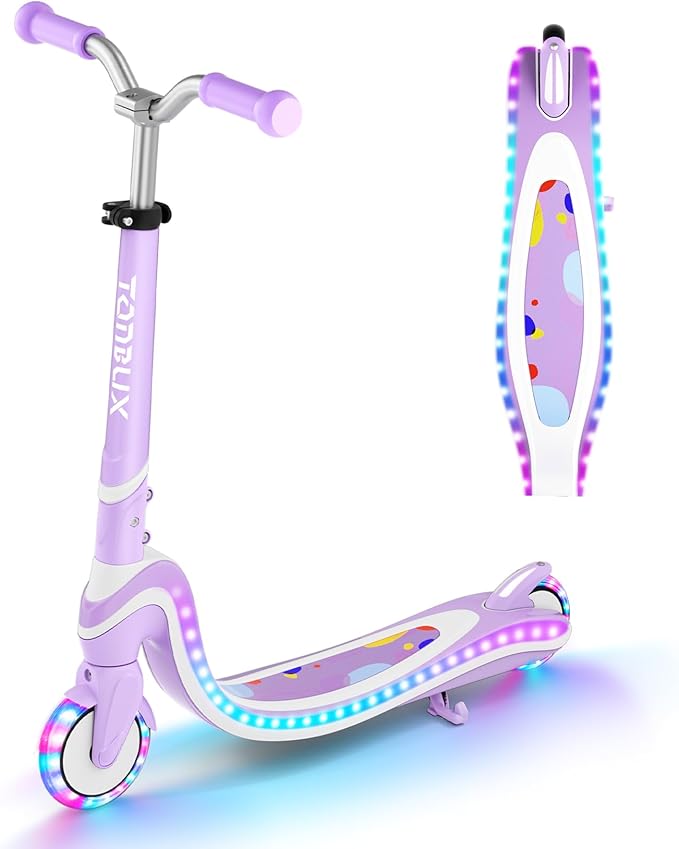 Scooter for Kids with Light-Up Wheels & Deck, Adjustable Heights 2 Wheel Kick Scooters for Kids 5-7, Toddler Scooters with 4 Lighting Mode Deck