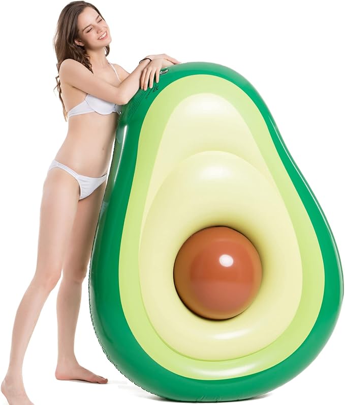 Jasonwell Inflatable Avocado Pool Float Floatie with Ball Water Fun Large Blow Up Summer Beach Swimming Floaty Party Toys Lounge Raft for Kids Adults (L)