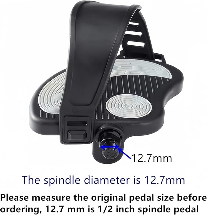 YBEKI Pro-Grade Exercise Bike Pedals with Adjustable Straps - 9/16" & 1/2" Spindle for Indoor Peloton/Schwinn/Spin Bikes | Heavy-Duty PP Plastic & PVC Straps + 500lb Capacity