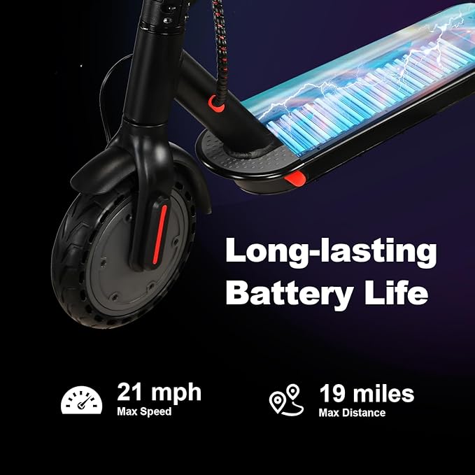 Electric Scooter Adults, Foldable 8.5" Tires E Scooter for Adults, 19 Mph, 350W Motor Fast Cooter, Kick Scooters Max 21 Miles Long Range for Commuting, Heavy Duty E-Scooter with Dual Braking System