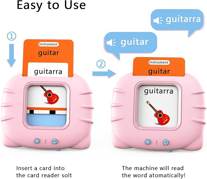 Lapare Spanish and English Bilingual Audible Flash Cards Toy with Music for Toddlers 1 2 3 4 5, Learn Spanish and English for Kids, Niñas, Niños, Bebes