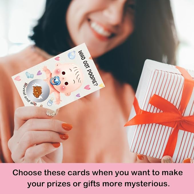 50 Pcs Who Got Poople Themed Scratch off Game Cards, Dirty Diaper Baby Scratch Off Lottery Tickets, Gender Reveal Games Supplies for Birthday Baby Shower Party, Raffle Tickets