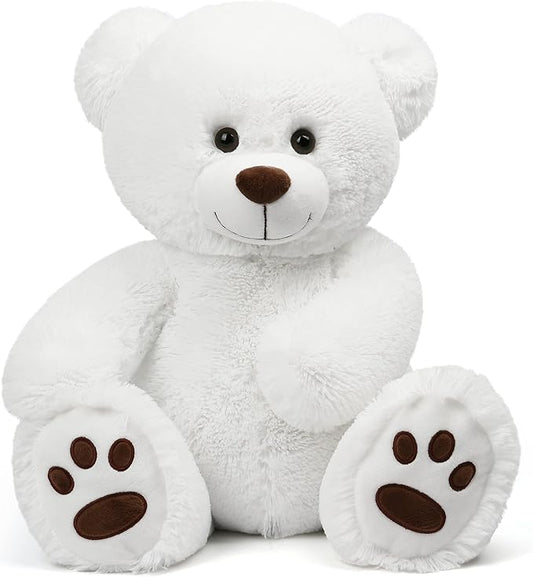 LotFancy Teddy Bear Stuffed Animal, 20 inch, White Teddy Bear Plush Toy, Cute Face with Big Footprints, Plushies Gifts for Girls, Girlfriend, Wife on Birthday, Easter Decoration