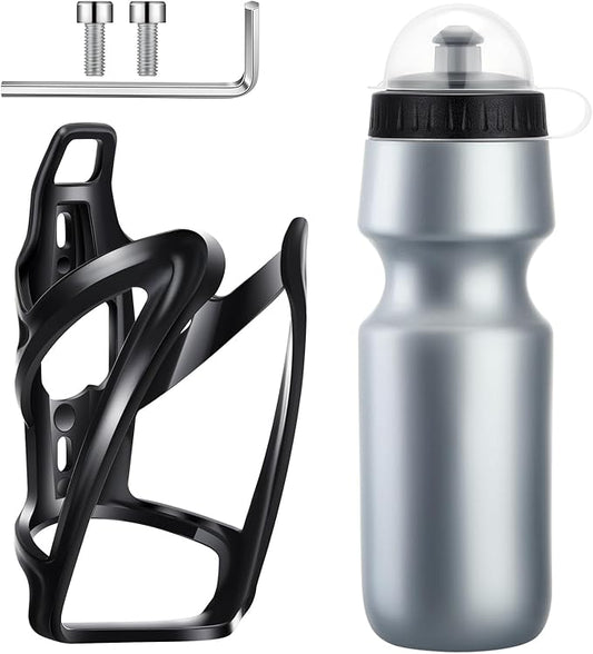 Mifoci Bike Water Bottle Cage with Bottle Bike Water Bottles and Holder 24oz Squeeze Sport Bicycle Accessories for Mountain Outdoor Cycling
