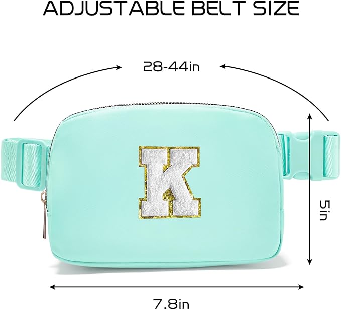 Gitus Birthday Gifts for 8 9 10 11 12 13 Year Old Girls Personalized Fanny Pack Crossbody Bags with Initial Letter Patch Belt Bag for Teen Girls Cute Trendy Stuff Travel Essentials (Mint Green-K)