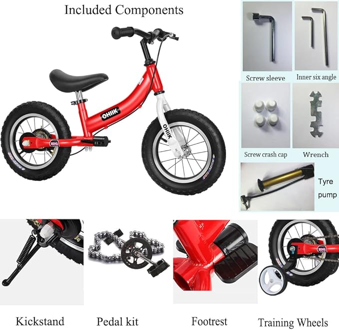 Balance Bike 2 in 1 for Kids 2 3 4 5 6 7 Years Old,Balance to Pedals Bike,12 14 16 inch Kids Bike,with Pedal kit,Training Wheels,Brakes