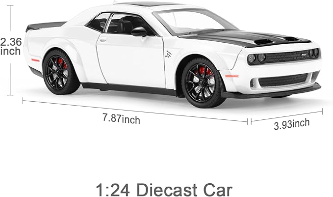 SASBSC Toy Cars for Boys Age 3-12 1:24 Diecast Car Toys Metal Car Model with Light & Sound Collectable Muscle Super Cars for Kids (White)