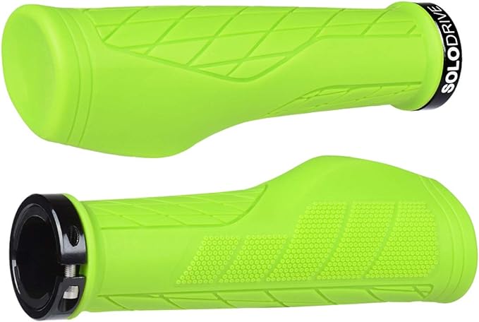 SOLODRIVE Ergonomic Design Mountain Bike Grips, Comfortable Bicycle Handlebar Grips, Single Lock-on and Non-Slip MTB Handle, Fit MTB, E-Bike, Hybrid, Scooter