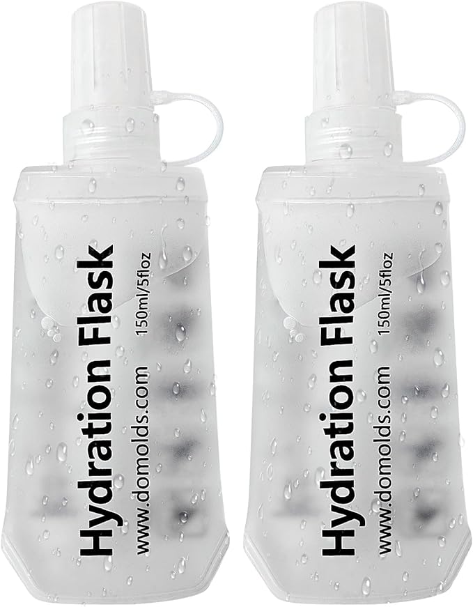 2Pcs 150ml Soft Flask Folding TPU Hydration Flask Running Water Bottle(5.29 oz), Water Pouch for Running Vest, Hiking, Cycling (White 150ml*2)