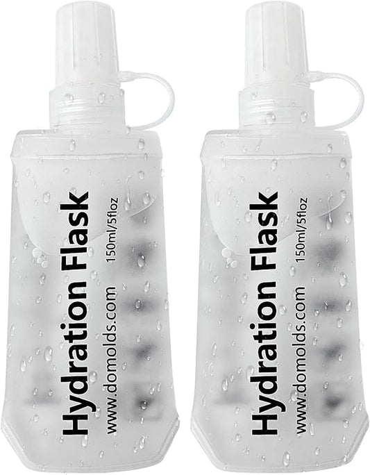2Pcs 150ml Soft Flask Folding TPU Hydration Flask Running Water Bottle(5.29 oz), Water Pouch for Running Vest, Hiking, Cycling (White 150ml*2)