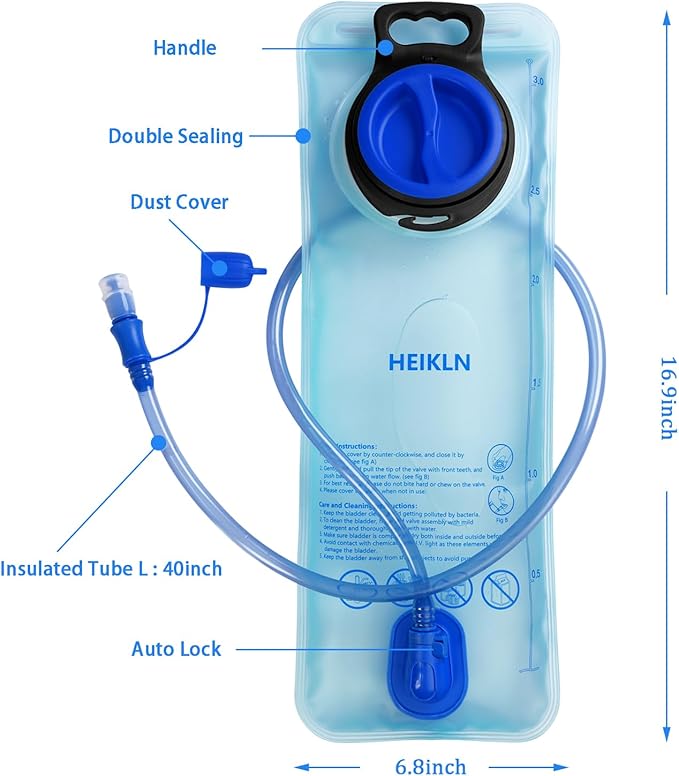 Hydration Bladder 1.5L-2L-3L,Leak Proof Water Reservoir, BPA Free Military Water Storage Bladder Bag Hydration Pack Replacement Easy Clean for Bicycling Hiking Camping Hunting Running