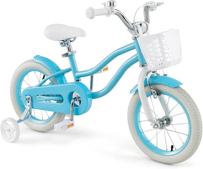 HONEY JOY Kids Bike, 12 14 16 18 20 Inch Toddler Bikes w/Training Wheels, Handbrake & Coaster Brake, Fully Enclosed Chain, Adjustable Handlebar & Seat, Kids Bicycle w/Basket, Girls Boys Bike 3-8