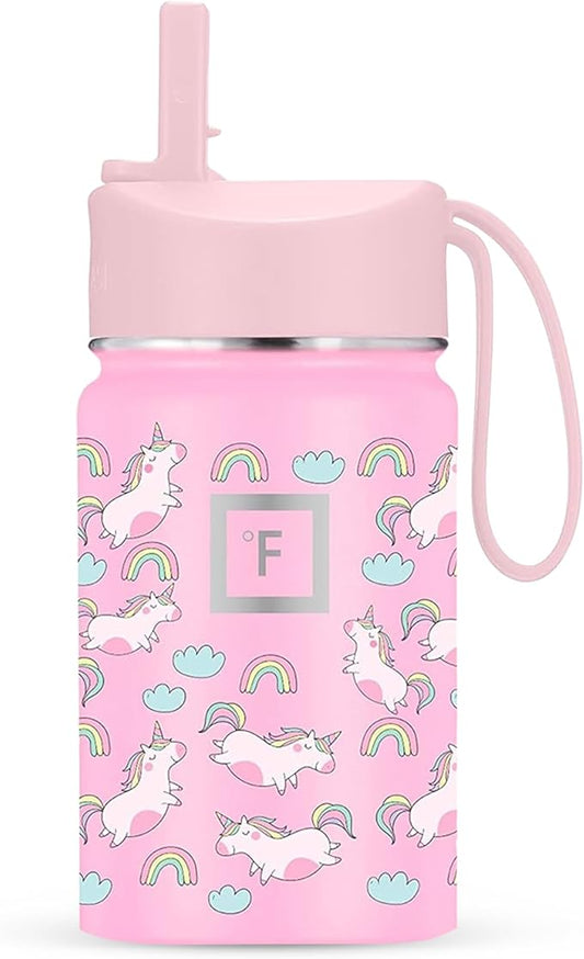 IRON °FLASK Kids Water Bottle - Straw Lid, 20 Name Stickers, Vacuum Insulated Stainless Steel, Double Walled Tumbler Travel Cup, Thermos Mug - Stardust Unicorns, 10 Oz