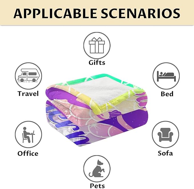 Mermaid Blanket - Soft, Fuzzy & Warm - 30"x40" Small Blanket for Couch, Office - Colorful Cute Throw Gifts for Girls