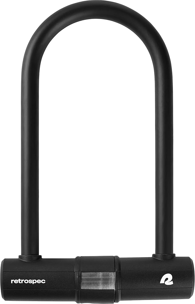 Retrospec Lookout U-Lock Bike Lock with 4Ft Security Cable, Heavy Duty Anti-Theft Bicycle Lock with 14mm Shackle, Pick Resistant & Secure Anti-Rotation Design