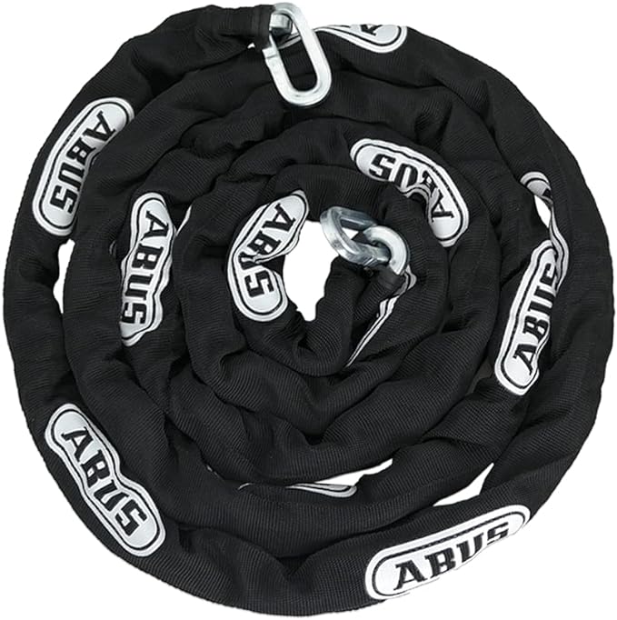 ABUS Hardened Steel 8KS 10Foot x 5/16" Thick Square Security Chain with ABUS 20/70 Diskus Stainless Steel Padlock with 3/8" Shackle for Bikes, Containers, Trailers, ATV's, Motorcycles and Personal use