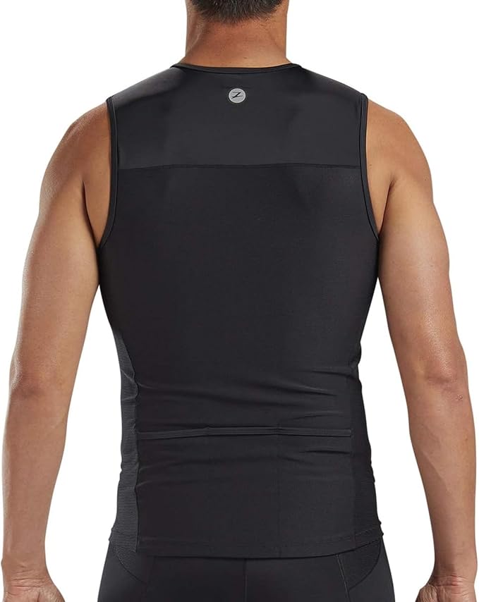 Zoot Men’s Core Tri Tank, Performance Triathlon Race Tank Top, UPF 50+ Fabric, Rear Pockets, Mesh Panels, & Cam Lock Zipper