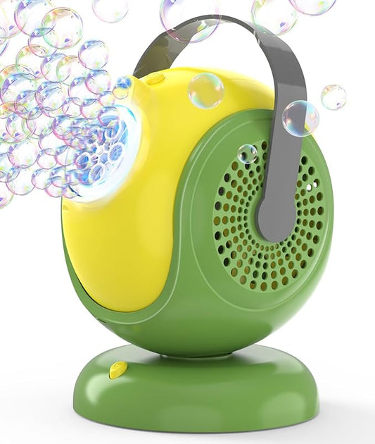 Bubble Machine, Automatic Bubbles Blower, 360° Rotation, 75° Adjustment, LED Light, with Handle - Bubble Toys for Kids, Toddlers - Gifts for Boys, Halloween, Outdoor, Birthday, Party Use