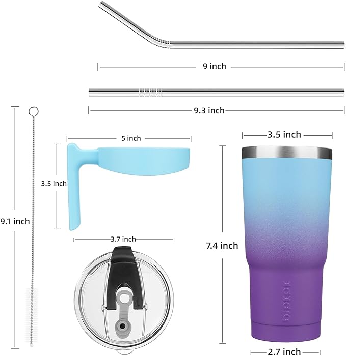 BJPKPK 20 oz Tumbler With Handle And Straw Stainless Steel Insulated Tumbler Cups With Lids,Ocean Dream