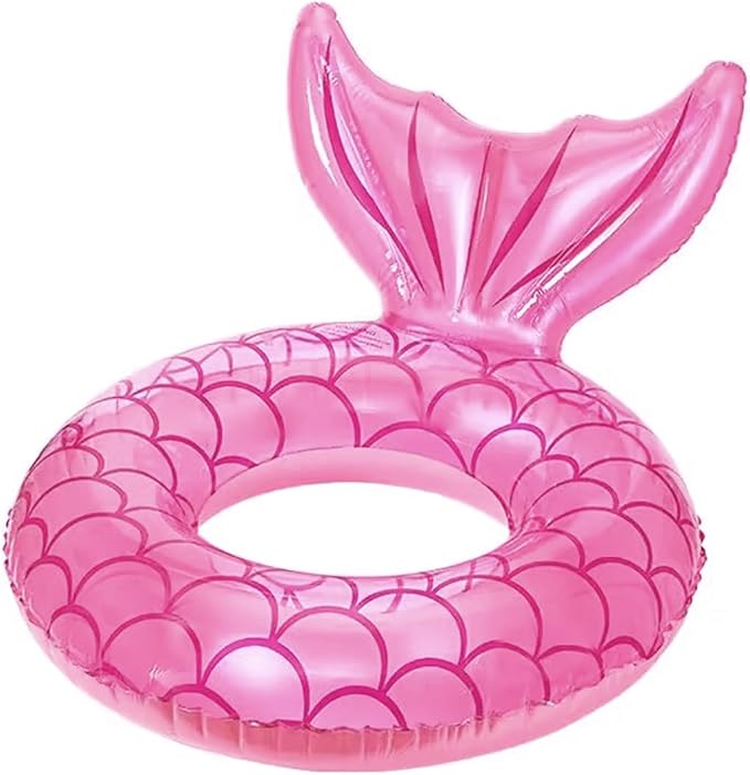 Children Swimming Ring, Inflatable Pool Floats Swim Tube Raft Toy with Fruits Mermaid Decorations Summer Water Fun Lounge Beach Lake Party Supplies for Kids