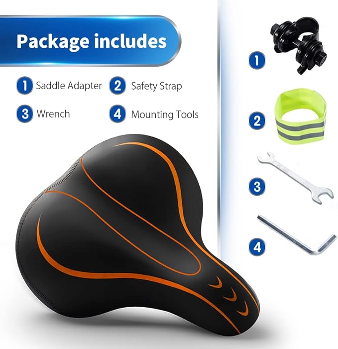 Xmifer Oversized Bike Seat, Comfortable Bike Seat - Universal Replacement Bicycle Saddle - Waterproof Leather Bicycle Seat with Extra Padded Memory Foam - Bicycle Seat for Men/Women