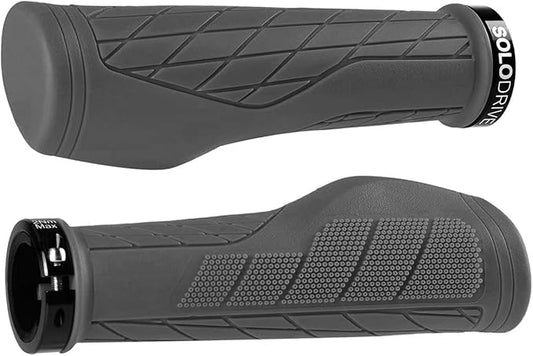 SOLODRIVE Ergonomic Design Mountain Bike Grips, Comfortable Bicycle Handlebar Grips, Single Lock-on and Non-Slip MTB Handle, Fit MTB, E-Bike, Hybrid, Scooter