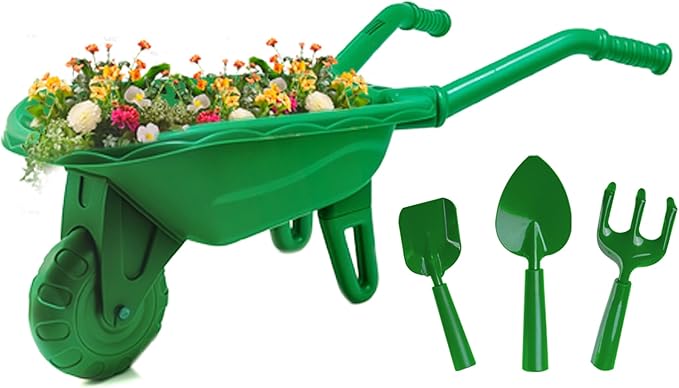 Duckura Kids Gardening Tools Set - 4pcs Garden Tool for Kids with Shovel, Rake, Hoe, Outdoor Summer Yard Lawn Digging Toys, Halloween Birthday Gifts for Boys Girls Age 2 3 4+ Years Old