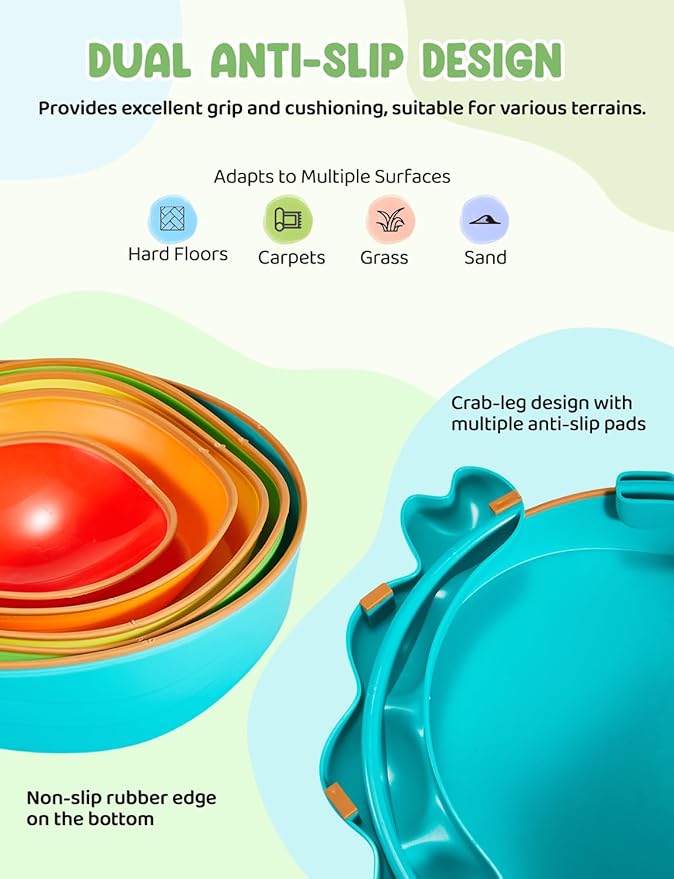 YOHOOLYO Stepping stone for kids, 5 Pack Non-Slip Child Balance Stones, Outdoor Indoor Play Toys, Rainbow Crab Design for Toddlers Kids 3-5 Gift