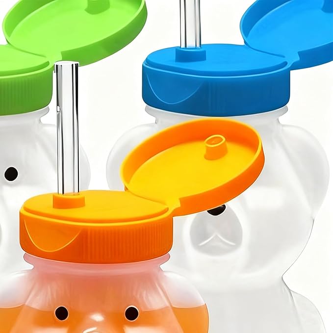 Straw Cup | 230ml Cute Sippy Water Bottle with Lid,Transparent Cute Bear Cups with Straws,for Women Kids Girls Iced Coffee Milk Tea Drinks