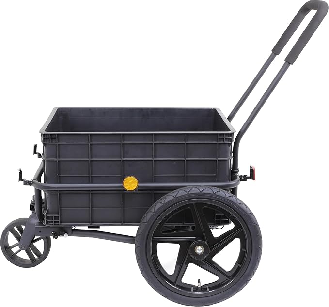 Xspec 2-in-1 Bike Cargo Trailer Pushcart, Bicycle Trailer with Removable Box and Waterproof Cover, Black, Pushcart Stroller with Tow Hitch and Removable Handlebar