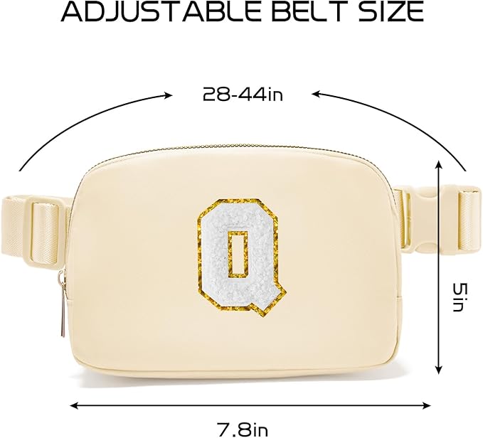 Gitus Birthday Gifts for 8 9 10 11 12 13 Year Old Girls Personalized Fanny Pack Crossbody Bags with Initial Letter Patch Belt Bag for Teen Girls Cute Trendy Stuff Travel Essentials (Beige-Q)