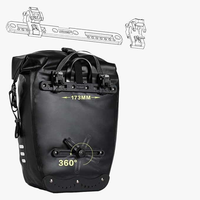 Rhinowalk Bike Bag Waterproof Bike Pannier Bag for Bicycle Cargo Rack Saddle Bag Shoulder Bag Laptop Pannier Rack Bicycle Bag Professional Cycling Accessories