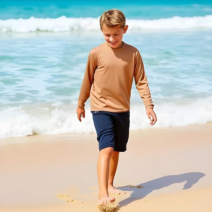 INGEAR Boys' Rash Guard UPF 50+ Swim Shirt - Lightweight, Quick-Dry, Durable Sun Protection for Swimming, Sizes XS-XL