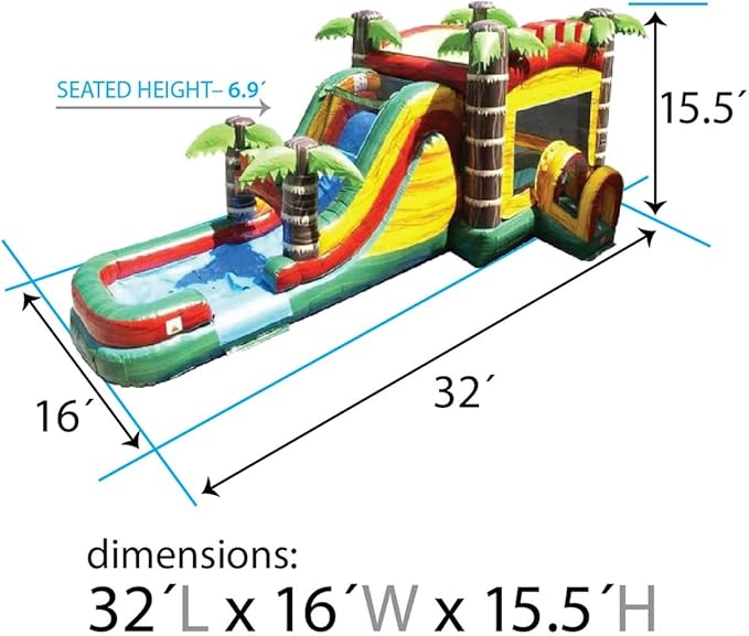 TentandTable Inflatable Bounce House Water Slide for Kids 5-12 Large, Commercial Grade Mega Bouncy Castle for Adults, Jump House, Includes Electric Air Blower, 32' L x 16' W x 15' H, Fire Marble