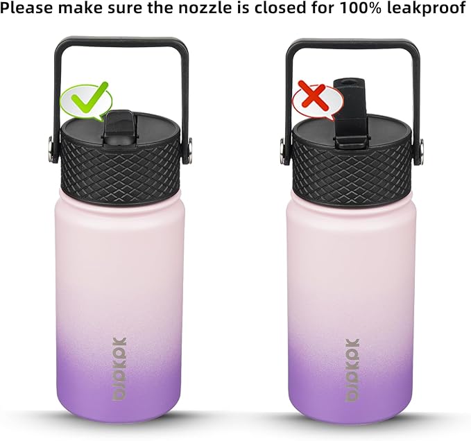 BJPKPK Water Bottle with Straw Lid, 15 oz Insulated Water Bottle, Stainless Steel Metal Water Bottles, Reusable Leak Proof BPA Free Thermo, Flask, Cups,Violet