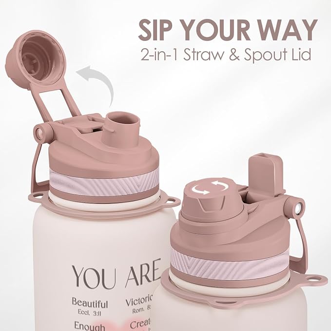 Christian Stainless Steel Water Bottle with Strap 32oz, Insulated Bottles with Straw and Spout Lid for Gym Sports Travel Outdoor, Gifts for Women Girls Birthday Christmas