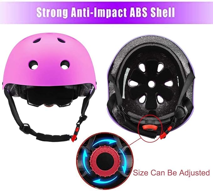 Kids Bike Helmet Skateboard Knee Pads - Kids Helmet Elbow Pads Wrist Guards Adjustable for 5~15yrs Girl Boy Kids Protective Gear Set for Sport Cycling Bike Roller Skating Scooter