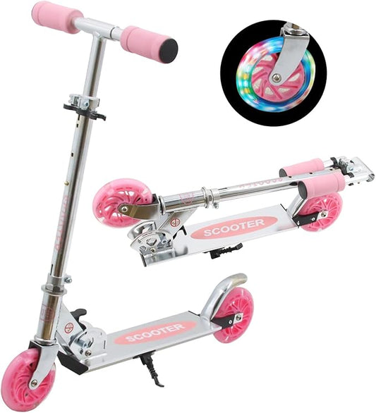 Scooter for Kids with Light up Wheels, 3 Adjustable Levels, Rear Brake