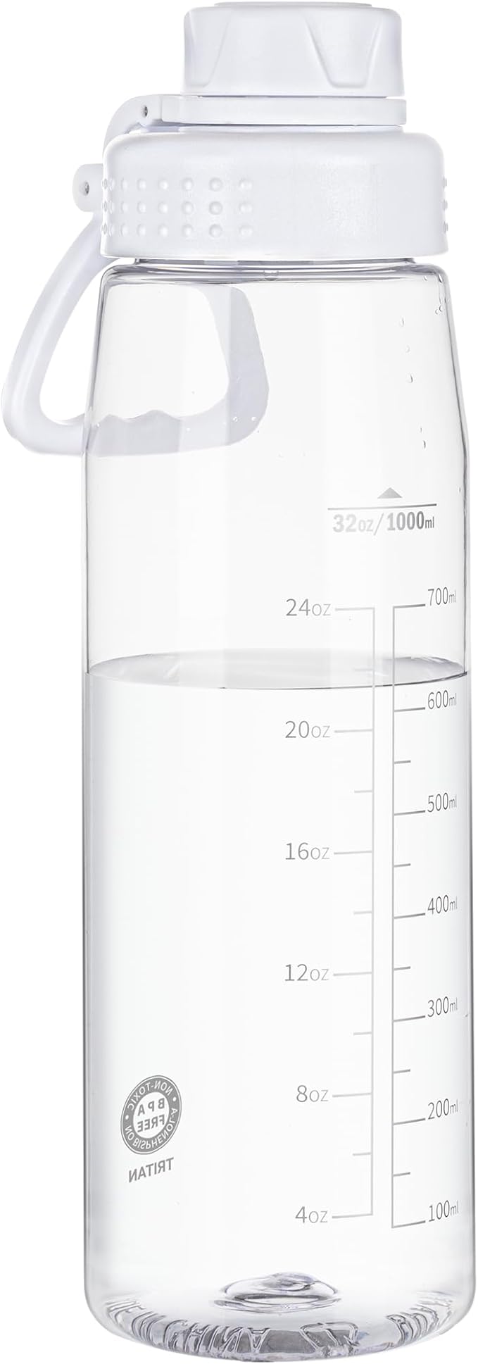 Water Bottle 32oz, clear water bottle with Spout Lid and Carry Handle, Reusable, Tritan, BPA Free, Hiking Water Bottle Suitable for Travel, Outdoors, Gym, Travel, Home, School (Clear)