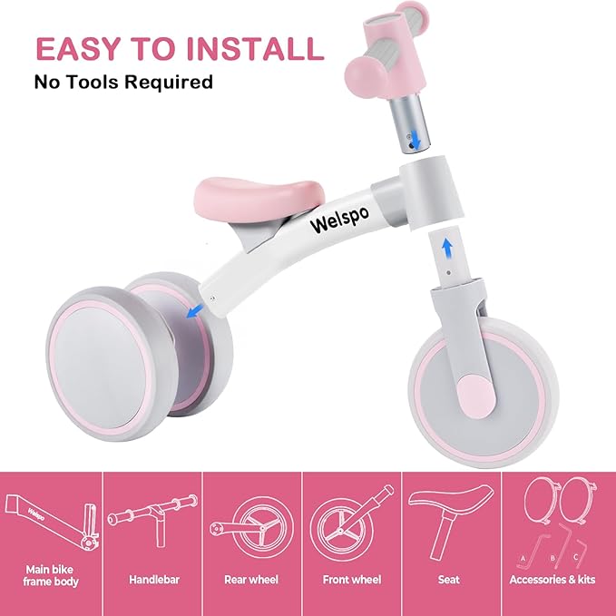 welspo Baby Balance Bikes for 1 Year Old Boys Girls 12-24 Months Kids Toddler First Bicycle Infant Walker Children No Pedal 3 Wheels Mini Bike Riding Toys
