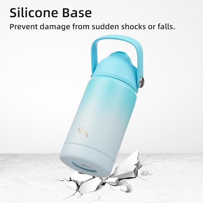 Insulated Water Bottle with Straw Lid,18 oz Stainless Steel Vacuum Metal Bottle with Silicone Handle,Sea Salt