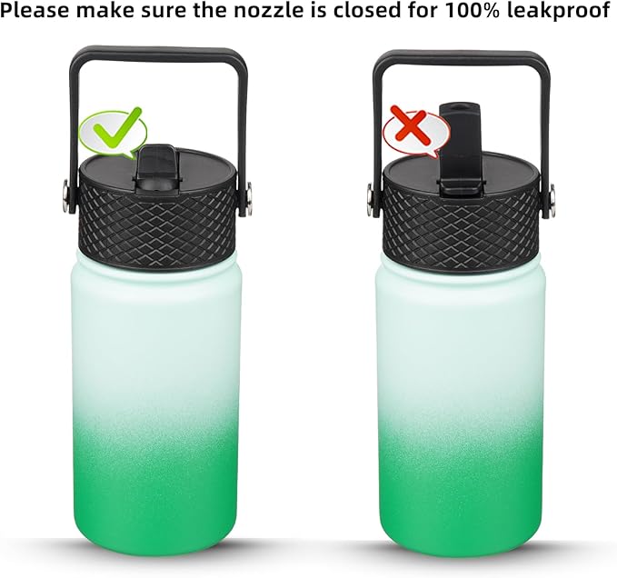 BJPKPK Water Bottle with Straw Lid, 15 oz Insulated Water Bottle, Stainless Steel Metal Water Bottles, Reusable Leak Proof BPA Free Thermo, Flask, Cups, Meadow