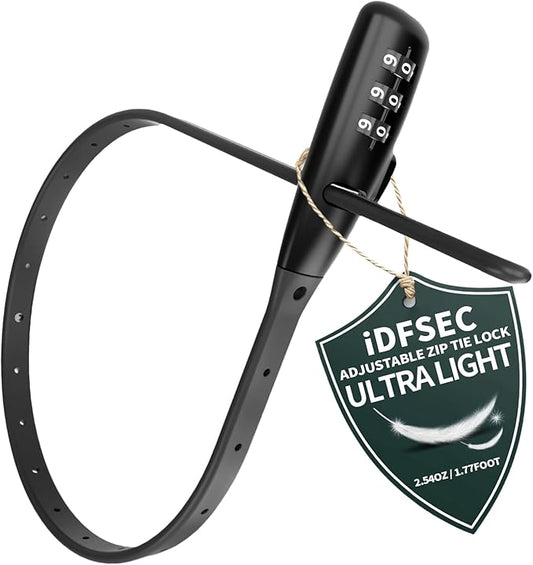 Zip Tie Lock, Adjustable Cable Tie with Stainless Steel Core - Multi-Purpose Cable Lock for Securing Helmets, Bicycles, Skis, Scooters, Café, Gate Door (1/Pack, Black)