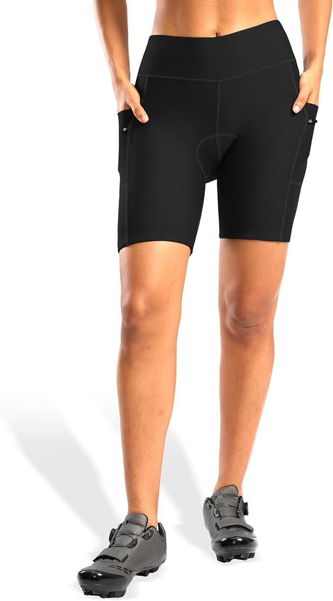 Women's 4D Padded Bike Shorts 5"/7" Riding Underwear Cycling Bicycle Road Biking Cycle Shorts for Women Zipper Pockets