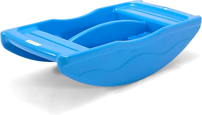 Simplay3 Two Sided Rock and Roll Teeter Totter Seesaw and Climbing Bridge, Fits up to Four Children and Kids for Rocking and Climbing - Indoor/Outdoor, Made in USA (Blue)